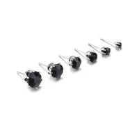 Fashion Round Diamond Stud Earrings 6 Pairs Set main image 1