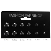 Fashion Round Diamond Stud Earrings 6 Pairs Set sku image 2