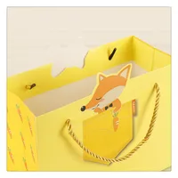 Wholesale Cartoon Animal Pattern Children&#39;s Day Gift Tote Bag Cute Yellow Little Fox Folding Paper Gift Bag main image 4