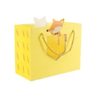 Wholesale Cartoon Animal Pattern Children&#39;s Day Gift Tote Bag Cute Yellow Little Fox Folding Paper Gift Bag main image 5
