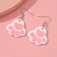 Paw Print Arylic Artificial Gemstones Earrings Ear Studs sku image 1