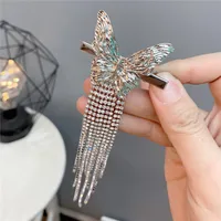 Fashion Metal Butterfly Full Drill Long Tassel Hairpin Hair Accessories sku image 1