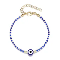 Blue Eye Fashion Flower Crystal Pearl Bead Alloy Bracelet sku image 5