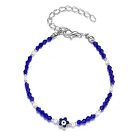 Blue Eye Fashion Flower Crystal Pearl Bead Alloy Bracelet sku image 7