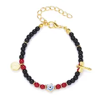 Blue Eye Fashion Flower Crystal Pearl Bead Alloy Bracelet sku image 8