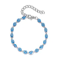 Blue Eye Fashion Flower Crystal Pearl Bead Alloy Bracelet sku image 9