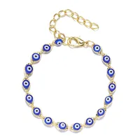 Blue Eye Fashion Flower Crystal Pearl Bead Alloy Bracelet sku image 10