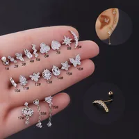 Ear Cartilage Rings & Studs Fashion Geometric 316 Stainless Steel  Copper Plating main image 4