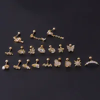 Ear Cartilage Rings & Studs Fashion Geometric 316 Stainless Steel  Copper Plating main image 3