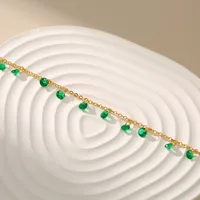 New Copper 18k Gold Plated Inlaid Green Zircon Anklet main image 3