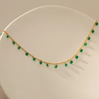 New Copper 18k Gold Plated Inlaid Green Zircon Anklet main image 4
