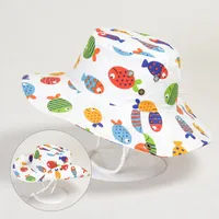1014 Cotton Thin Baby Hat Spring And Summer Hat Animal Pattern Hat Children Sunscreen Fisherman Hat Men And Women Basin Hat New sku image 7