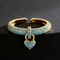 Fashion 18k Gold Micro-inlaid Zircon Heart Open Women's Ring main image 2