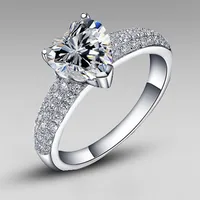 New Heart-shaped Zircon Copper Ring Female Fashion Engagement Party Bride Jewelry main image 2