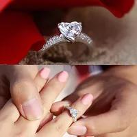 New Heart-shaped Zircon Copper Ring Female Fashion Engagement Party Bride Jewelry main image 3