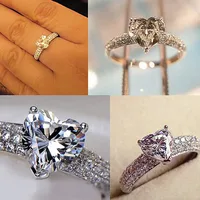 New Heart-shaped Zircon Copper Ring Female Fashion Engagement Party Bride Jewelry main image 4