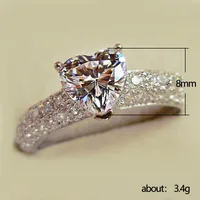 New Heart-shaped Zircon Copper Ring Female Fashion Engagement Party Bride Jewelry main image 5