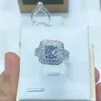 New Inlaid Four-claw Inlaid Zircon Square Copper Ring Wedding Jewelry main image 3