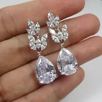 New Bridal Water Drop Pear-shaped Zircon Hanging Copper Earrings Female main image 1