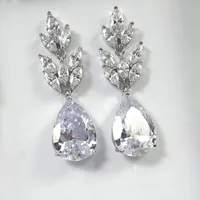 New Bridal Water Drop Pear-shaped Zircon Hanging Copper Earrings Female main image 2
