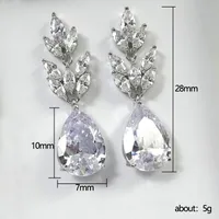 New Bridal Water Drop Pear-shaped Zircon Hanging Copper Earrings Female main image 4