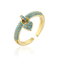 Fashion 18k Gold Micro-inlaid Zircon Heart Open Women's Ring sku image 3