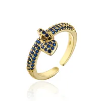 Fashion 18k Gold Micro-inlaid Zircon Heart Open Women's Ring sku image 1