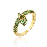 Fashion 18k Gold Micro-inlaid Zircon Heart Open Women's Ring sku image 4