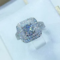 New Inlaid Four-claw Inlaid Zircon Square Copper Ring Wedding Jewelry sku image 1