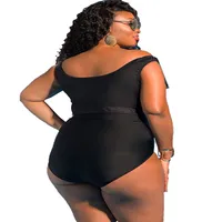 New Large Size High Waist Contrast Color Printing Bikini One-shoulder Swimsuit main image 3