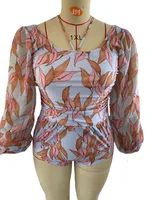 New Plus Size One-piece Chiffon Long-sleeved Printing Swimwear main image 5