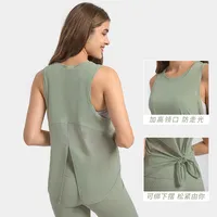 High-elastic Loose Round Neck Lace-up Solid Color Yoga Vest (multicolor) main image 2