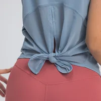 High-elastic Loose Round Neck Lace-up Solid Color Yoga Vest (multicolor) main image 3