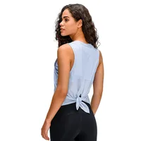 High-elastic Loose Round Neck Lace-up Solid Color Yoga Vest (multicolor) main image 5