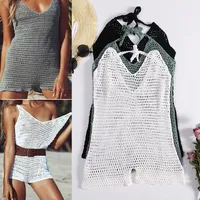 Sexy Crochet Knitted V-neck Suspenders Backless One-piece Beach Pants main image 4