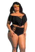 New Large Size High Waist Contrast Color Printing Bikini One-shoulder Swimsuit sku image 16