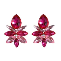 Creative Alloy Colored Diamond Flower Earrings main image 2
