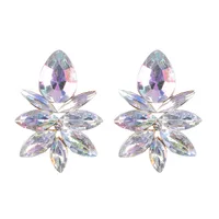 Creative Alloy Colored Diamond Flower Earrings main image 4