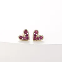 Fashion New Simple Female Heart-shaped Small Copper Earrings sku image 9