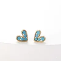 Fashion New Simple Female Heart-shaped Small Copper Earrings sku image 5