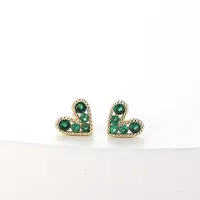 Fashion New Simple Female Heart-shaped Small Copper Earrings sku image 6