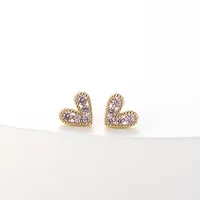 Fashion New Simple Female Heart-shaped Small Copper Earrings sku image 7