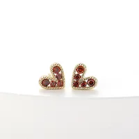 Fashion New Simple Female Heart-shaped Small Copper Earrings sku image 1