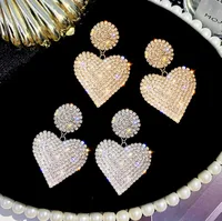 Fashion Full Diamond Exaggerated Peach Heart Alloy Earrings Female main image 1