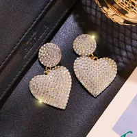 Fashion Full Diamond Exaggerated Peach Heart Alloy Earrings Female main image 3