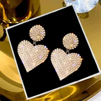 Fashion Full Diamond Exaggerated Peach Heart Alloy Earrings Female main image 4