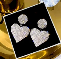 Fashion Full Diamond Exaggerated Peach Heart Alloy Earrings Female main image 5