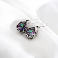 Retro Fashion Pop Color Crystal Water Drop Earrings main image 1