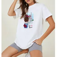 Cartoon Girl Print Loose Casual T-shirt main image 9