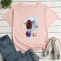 Cartoon Girl Print Loose Casual T-shirt main image 5
